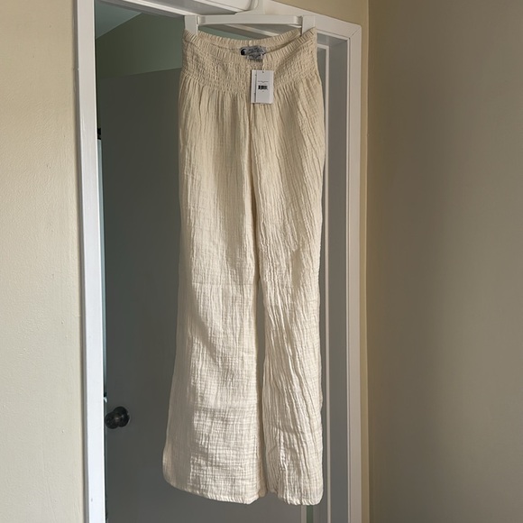 Cream Wide Leg Cotton Pant size S/M - Picture 4 of 7